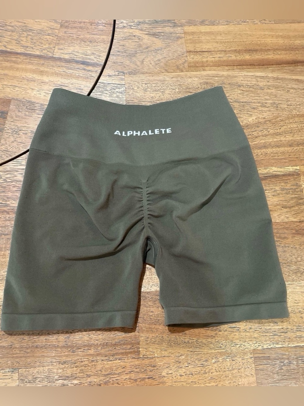 Alphalete Olive Green High-Rise Scrunch Shorts